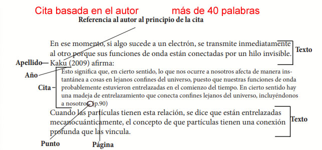 Cita de mas de 40 palabras basada en el autor en Normas Apa Cita de mas de 40 palabras basada en el autor en Normas Apa