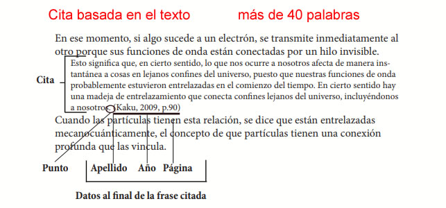 Cita de mas de 40 palabras basada en el texto en Normas Apa Cita de mas de 40 palabras basada en el texto en Normas Apa