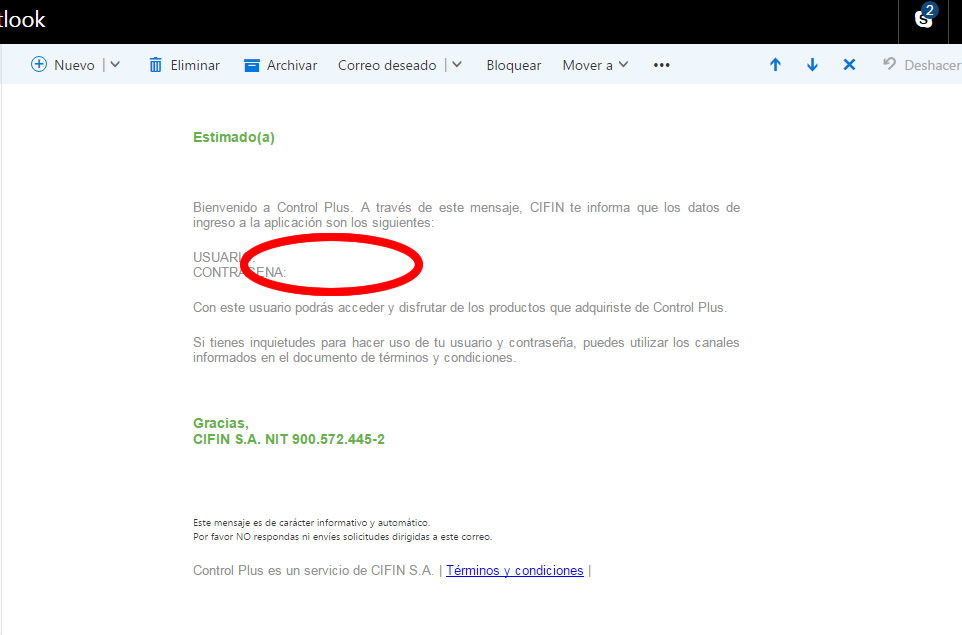 nos enviaron los datos de acceso al correo nos enviaron los datos de acceso al correo