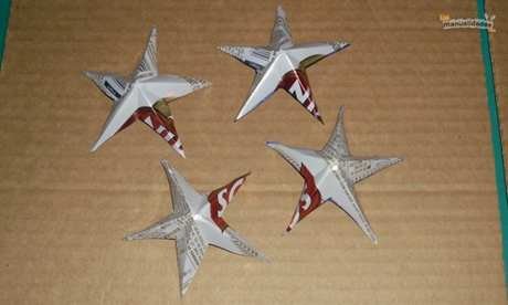 Convierte las latas de gaseosa en estrellas de navidad Convierte las latas de gaseosa en estrellas de navidad