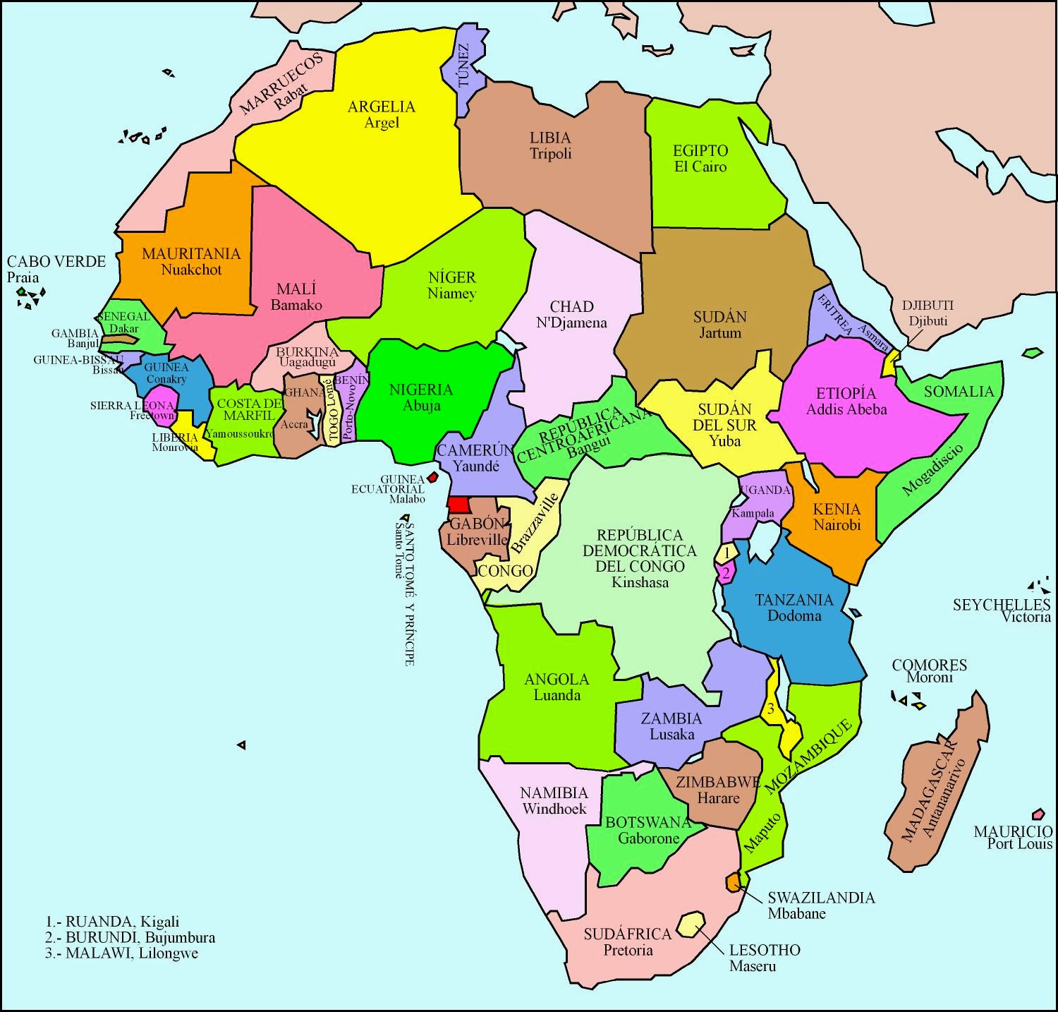 Resultado de imagen de mapa de africa con capitales