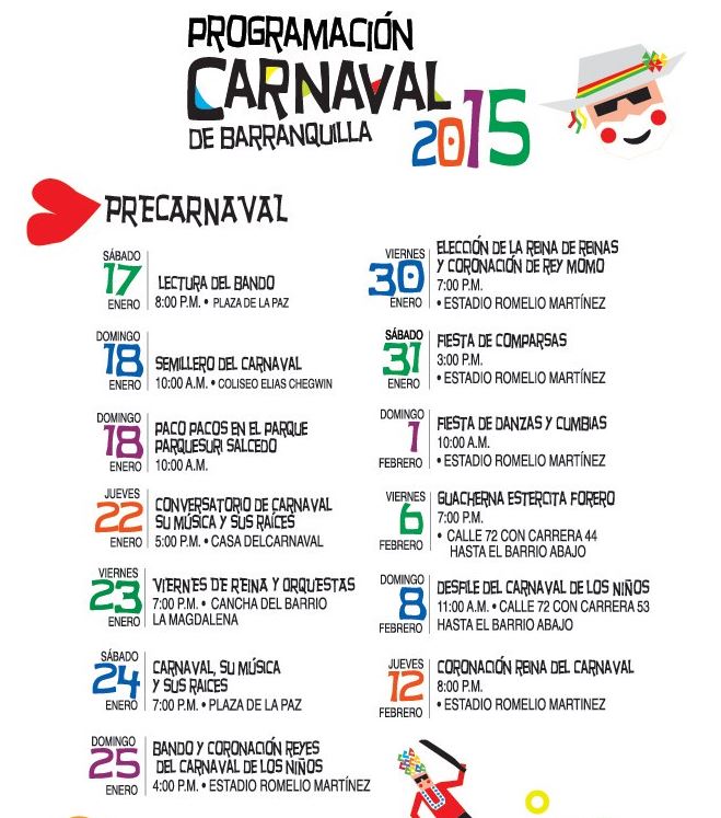 Programación para el Carnaval de Barranquilla 2015 Programación para el Carnaval de Barranquilla 2015