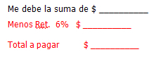 Suma a cobrar en cuenta de cobro Suma a cobrar en cuenta de cobro